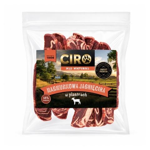 PRZYSMAK DLA PSA Ciro Marmurkowa jagnięcina w plastrach 100g Suszone Bezzbożowe