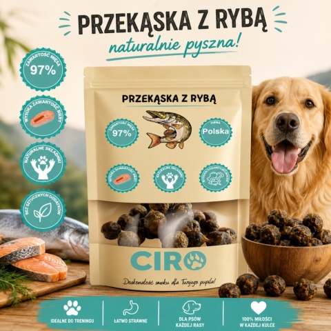 Smaczek treningowy dla psa 97% mięsa kuleczki z rybą 100g