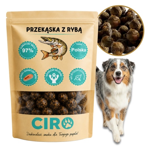 Smaczek treningowy dla psa 97% mięsa kuleczki z rybą 100g