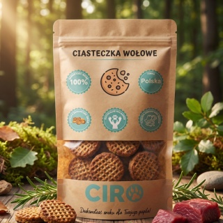 Smaczek treningowy dla psa 100% mięsa CIASTECZKA WOŁOWE 50g