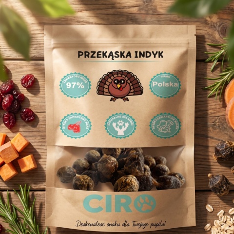 Smaczek treningowy dla psa 100% mięsa kuleczki z indykiem 100g