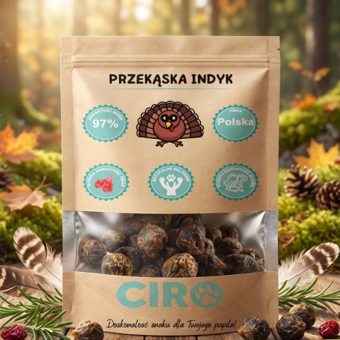 Smaczek treningowy dla psa 100% mięsa kuleczki z indykiem 100g