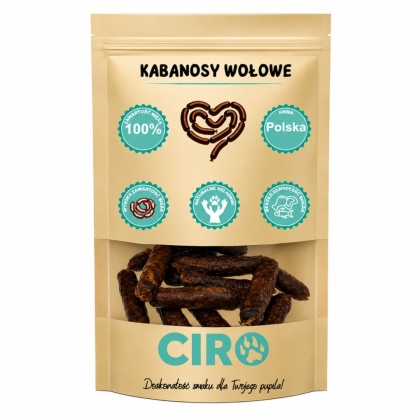 Smaczek treningowy dla psa 100% mięsa kabanosy wołowe 50g