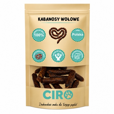 Smaczek treningowy dla psa 100% mięsa kabanosy wołowe 50g
