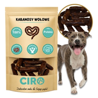 Smaczek treningowy dla psa 100% mięsa kabanosy wołowe 50g