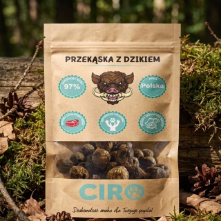 Smaczek treningowy dla psa 97% mięsa kuleczki z dzikiem 100g