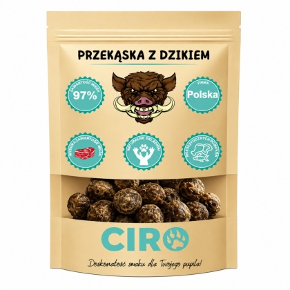 Smaczek treningowy dla psa 97% mięsa kuleczki z dzikiem 100g