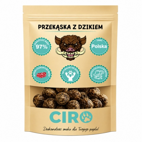 Smaczek treningowy dla psa 97% mięsa kuleczki z dzikiem 100g