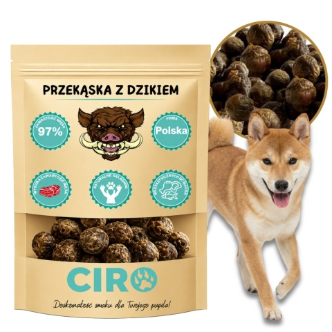 Smaczek treningowy dla psa 97% mięsa kuleczki z dzikiem 100g