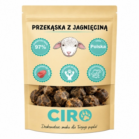 Smaczek treningowy dla psa 97% mięsa kuleczki z jagnięciną 100g