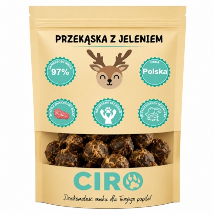 Smaczek treningowy dla psa 97% mięsa kuleczki z jeleniem 100g