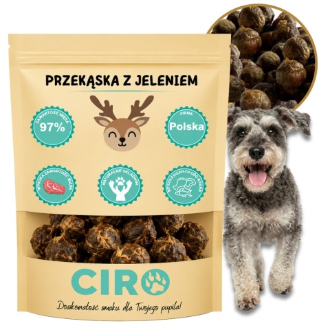 Smaczek treningowy dla psa 97% mięsa kuleczki z jeleniem 100g